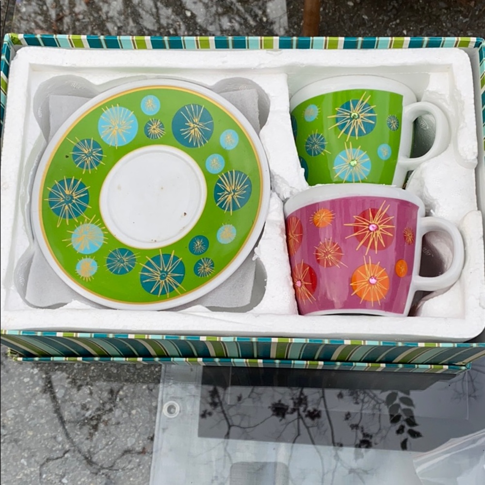 2 beautiful saucer and 2 tea cups